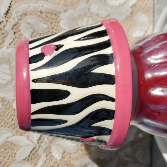 Home Interiors Zebra print Candle Shade NEW pink heart & trim edge for candles - Picture 10 of 11